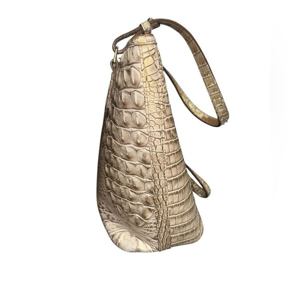 BRAHMIN ivory croc embossed leather Asher Melbourne medium shoulder bag purse - Picture 6 of 13